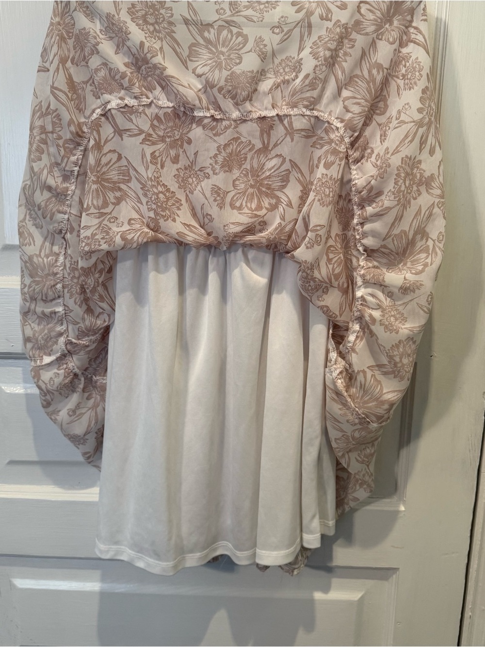 Justify Beige Floral Smocked Babydoll Dress - Picture 5 of 7